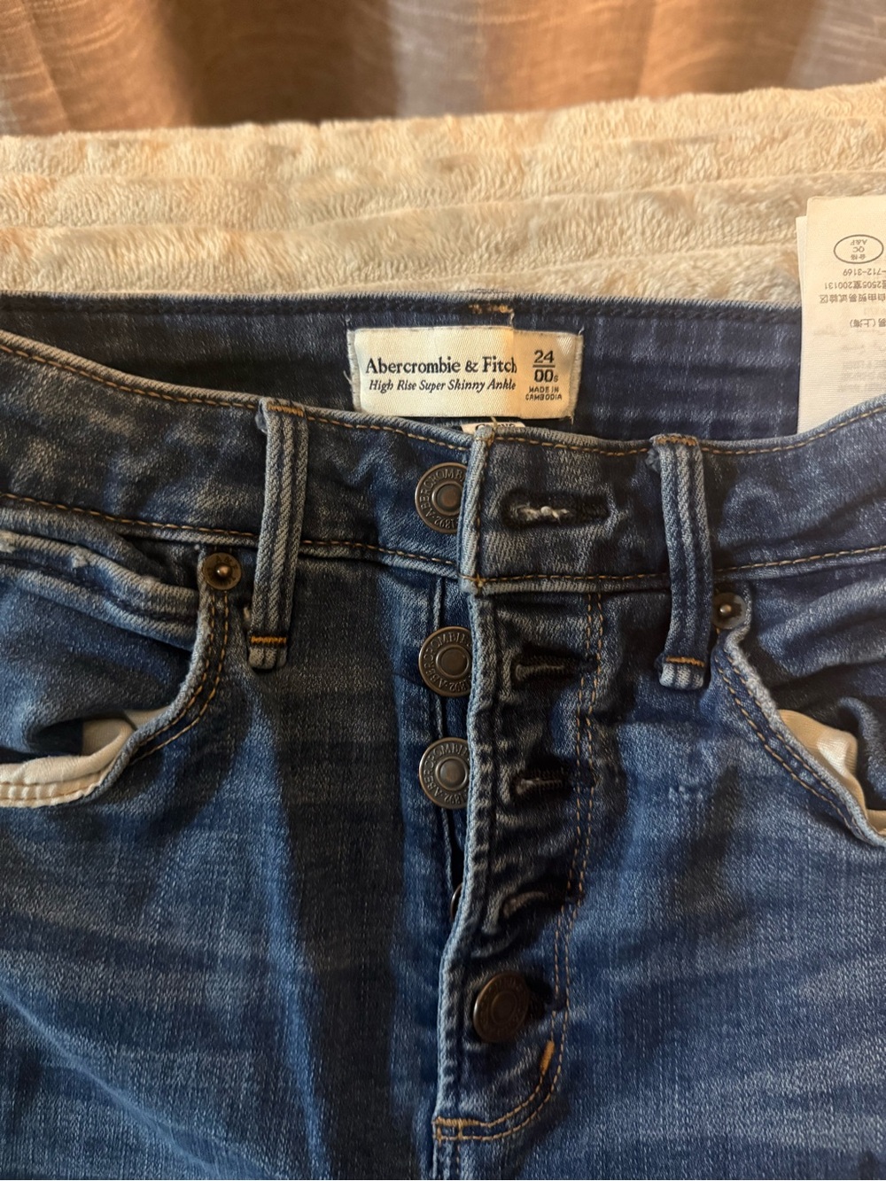 Abercrombie & Fitch Medium Blue Button-Fly Skinny Jeans